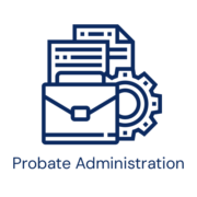 Icon of a briefcase, documents, and gear representing probate administration.